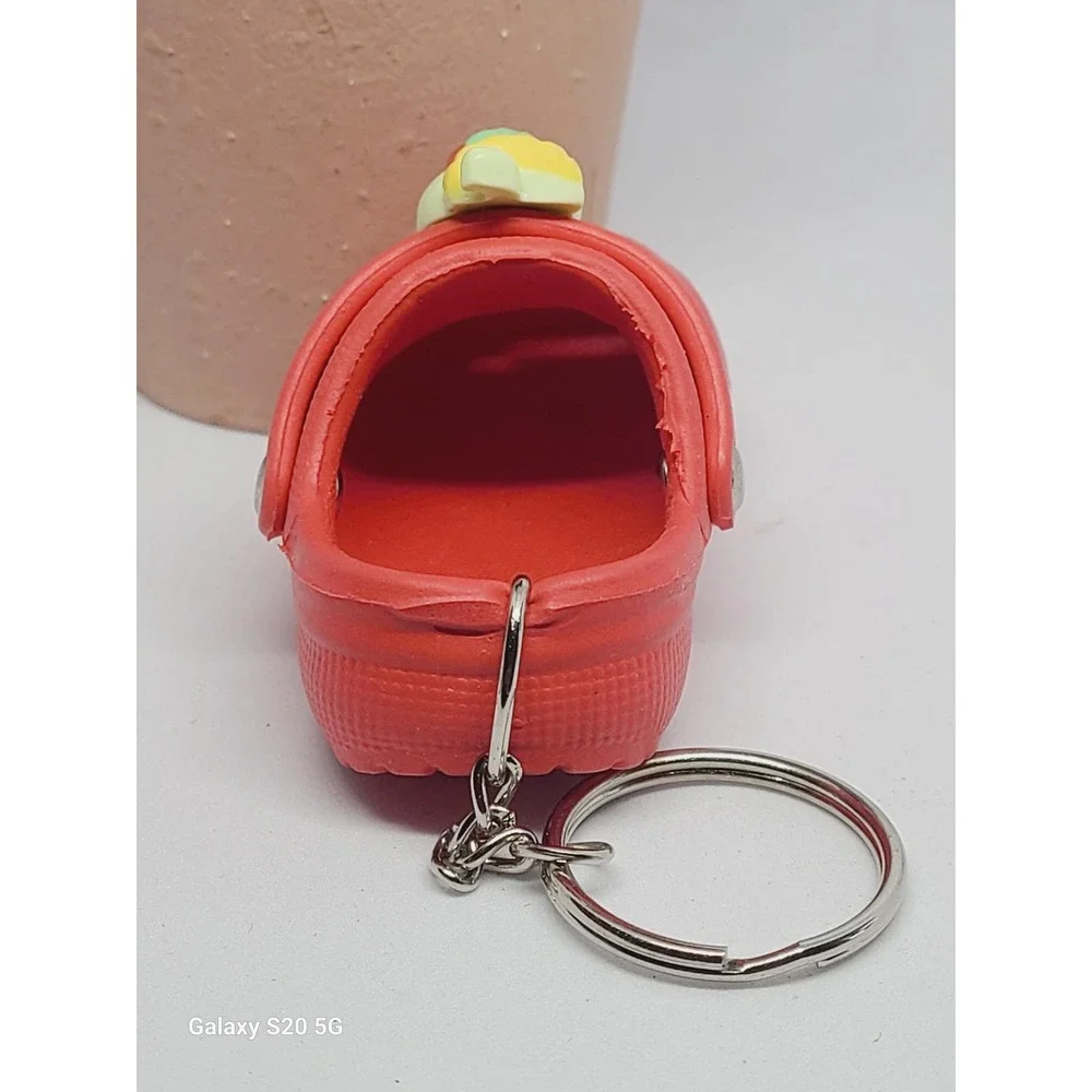 Handmade Cute Strawberry Shoe Keychain‎ Charm Red Croc Style Bag Accessory